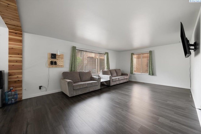 living area with dark wood-style flooring