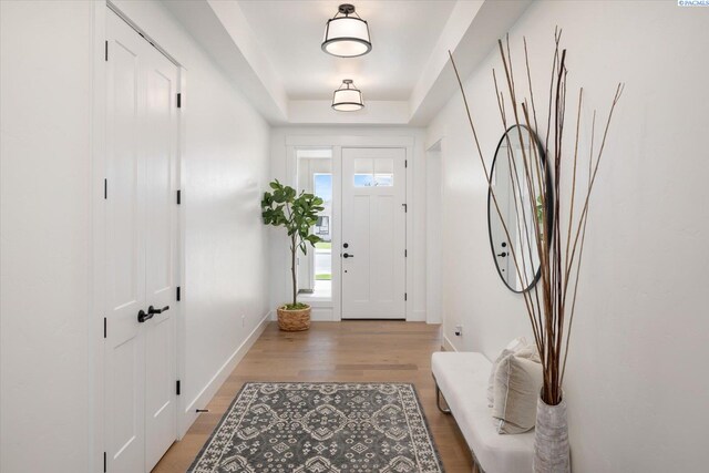 670 Cortona Unit 39, Richland, WA 99352 - entrance foyer featuring light wood-style floors, baseboards, and a raised ceiling