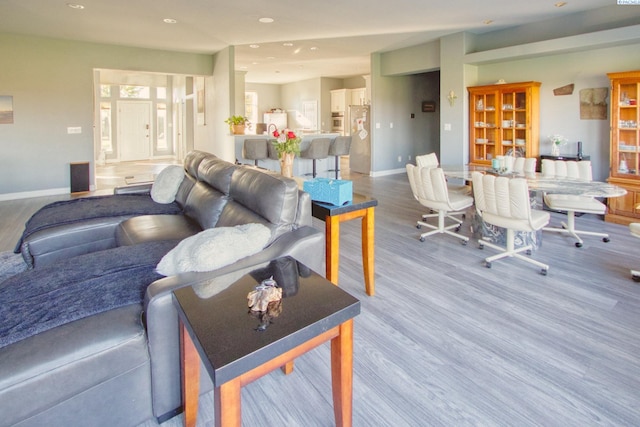 living room with light wood-type flooring