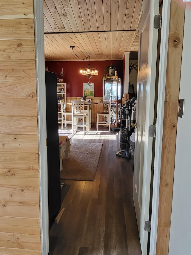 132 2nd St, Diamond, WA 99111 - hallway featuring wooden ceiling and hardwood / wood-style flooring