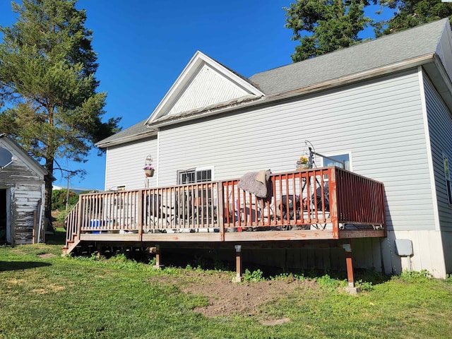 132 2nd St, Diamond, WA 99111 - rear view of house featuring a lawn and a wooden deck