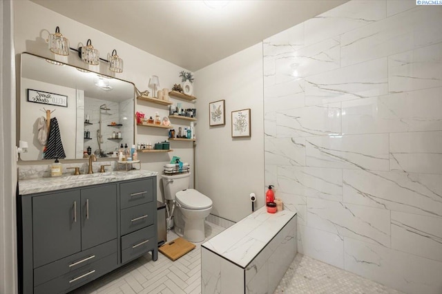 805 Babs Ave, Benton City, WA 99320 - full bath featuring toilet, a tile shower, and vanity
