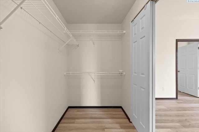 spacious closet with light wood-style flooring