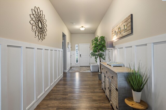 hall featuring dark hardwood / wood-style flooring