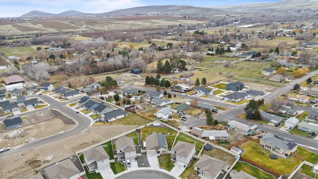 drone / aerial view with a mountain view