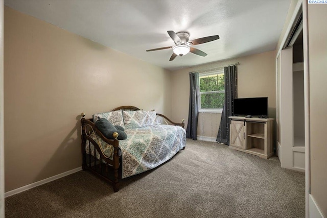 3700 Sheller Rd, Sunnyside, WA 98944 - bedroom with carpet, baseboards, and ceiling fan