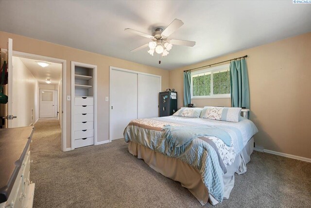 3700 Sheller Rd, Sunnyside, WA 98944 - bedroom featuring carpet floors, baseboards, and ceiling fan