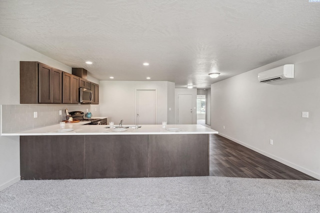 407 Dawson Ln, Pasco, WA 99301 - kitchen with appliances with stainless steel finishes, an AC wall unit, a sink, baseboards, and recessed lighting