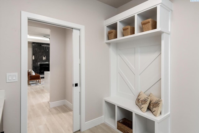 mudroom featuring light wood-type flooring