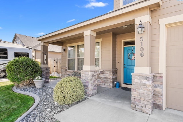 property entrance with a porch