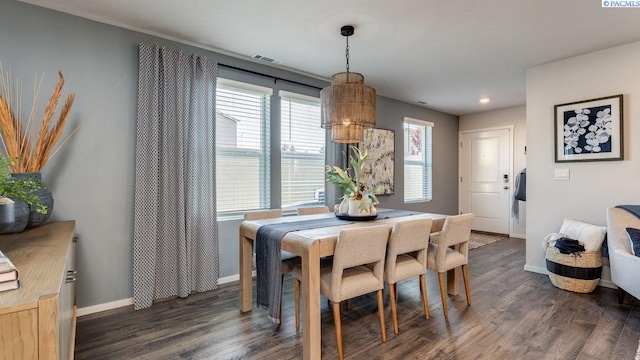 dining area featuring dark hardwood / wood-style flooring