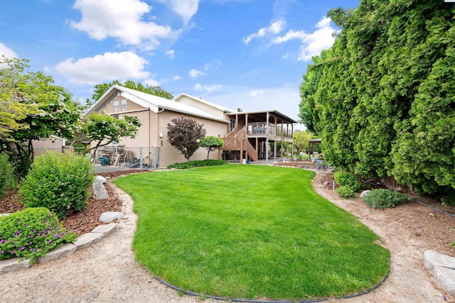 view of yard featuring a deck