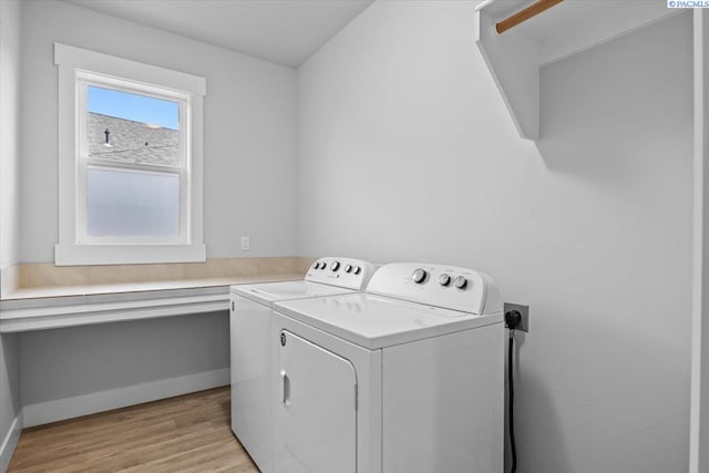 3149 Wild Canyon Way, Richland, WA 99354 - washroom with separate washer and dryer, light wood-type flooring, and baseboards