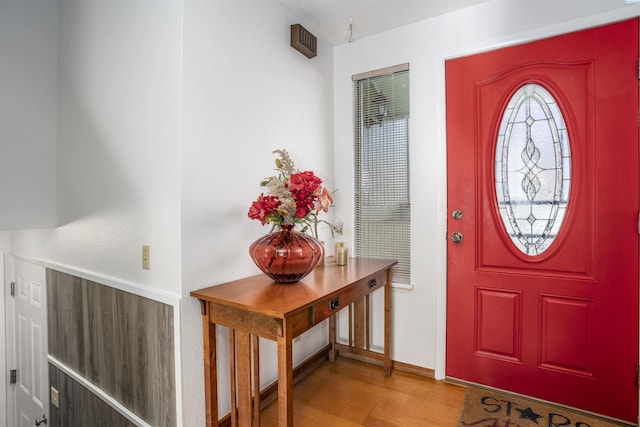 entryway with light wood-type flooring