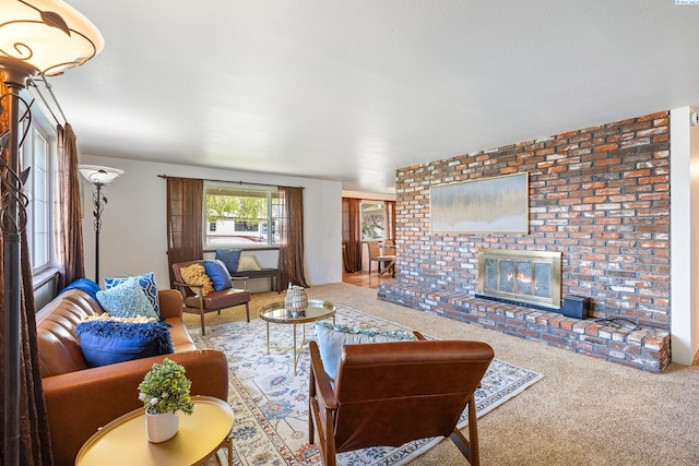 108 W 45th Ave, Kennewick, WA 99337 - living room with carpet and a brick fireplace