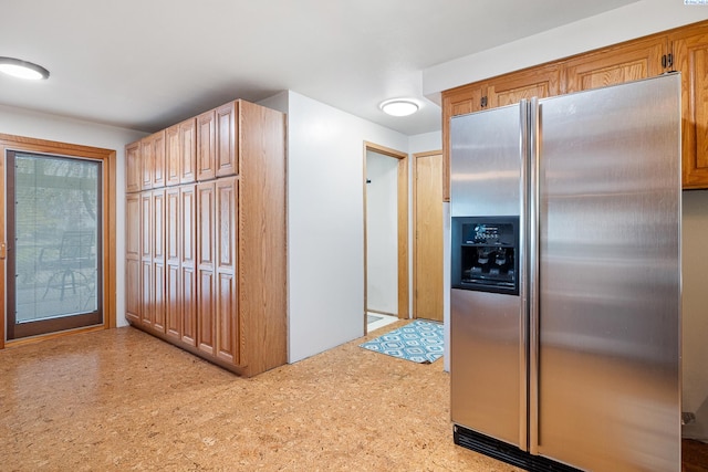 108 W 45th Ave, Kennewick, WA 99337 - kitchen with tile patterned floors and stainless steel refrigerator with ice dispenser