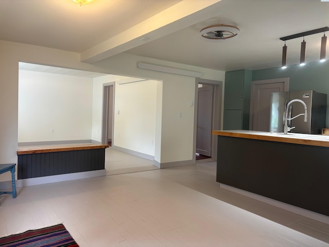 310 S Culton St, Palouse, WA 99161 - kitchen with freestanding refrigerator and wooden counters