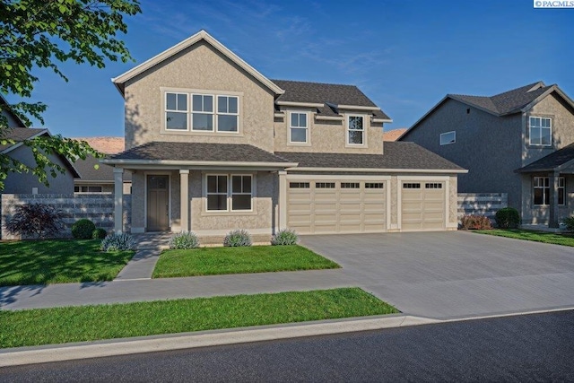 5804 Rd 122, Pasco, WA 99301 - craftsman inspired home featuring a garage, stucco siding, concrete driveway, and a front lawn