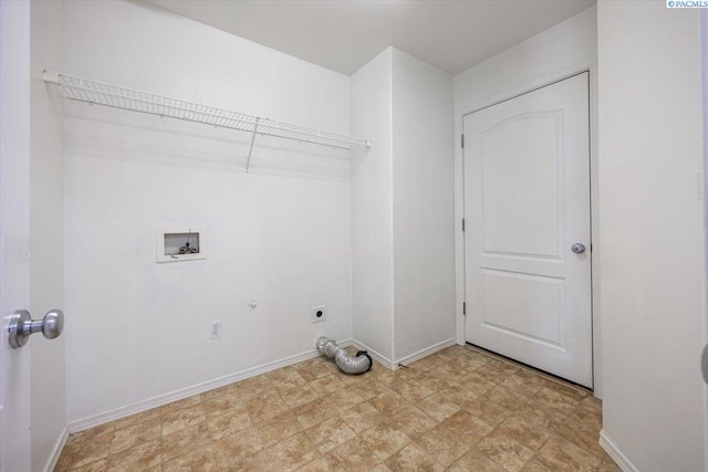 laundry room with laundry area, washer hookup, electric dryer hookup, and baseboards