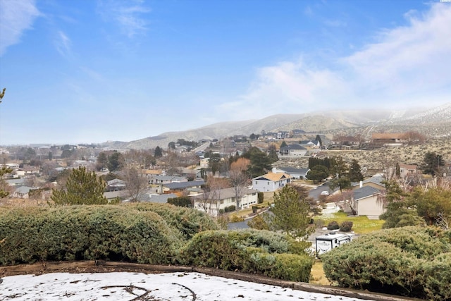 property view of mountains with a residential view