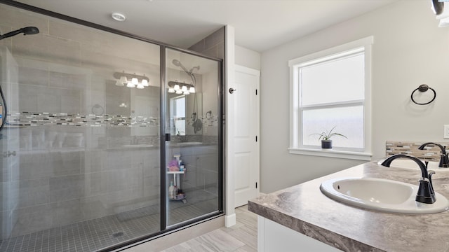 7104 W 31st Pl, Kennewick, WA 99338 - full bathroom with double vanity and a shower stall