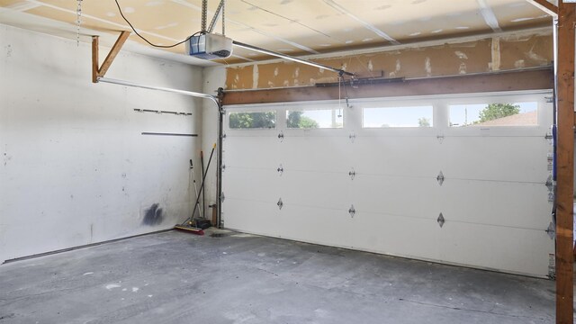 garage with a garage door opener