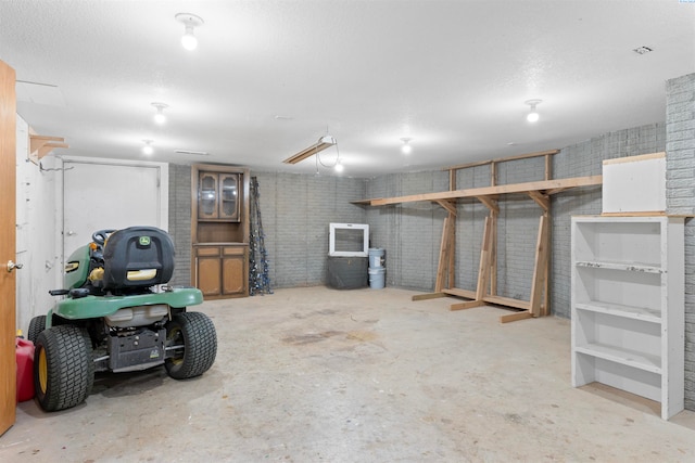 basement with a textured ceiling