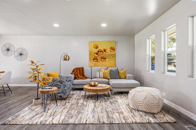 1301 Wright Ave, Richland, WA 99354 - living room featuring wood finished floors and recessed lighting