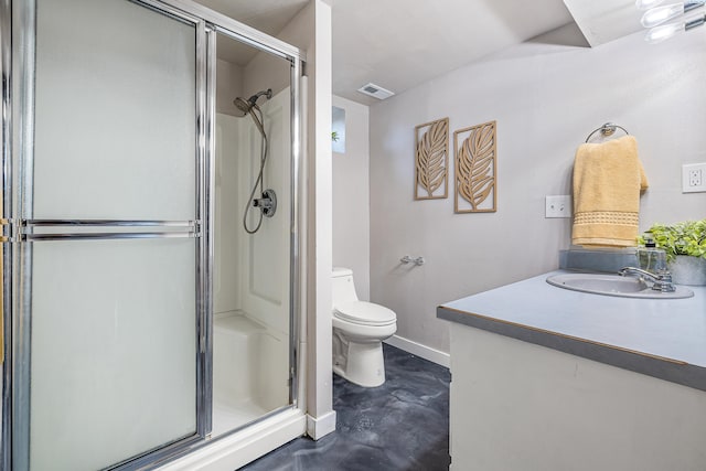 1301 Wright Ave, Richland, WA 99354 - full bathroom with a shower stall, vanity, and finished concrete floors