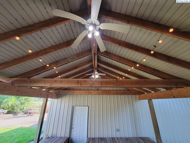 exterior space with ceiling fan