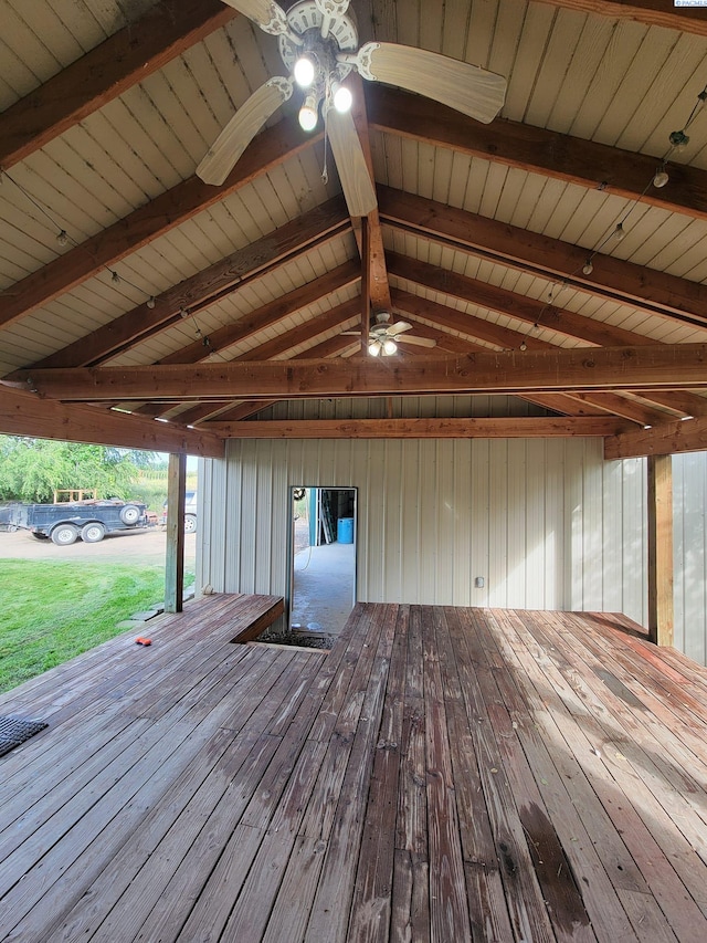 wooden terrace with ceiling fan