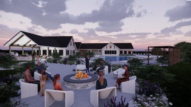 6008 Rd 122, Pasco, WA 99301 - view of patio / terrace featuring a fire pit and an outdoor pool