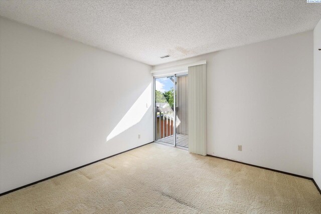 spare room with carpet flooring and a textured ceiling