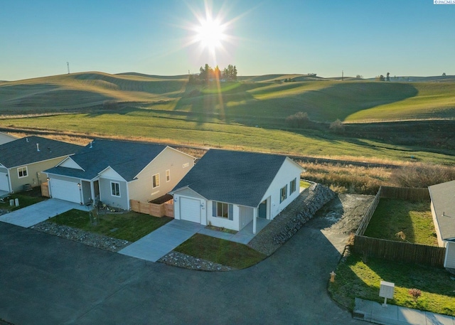 birds eye view of property featuring a rural view