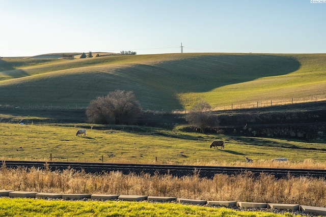 view of mountain feature with a rural view