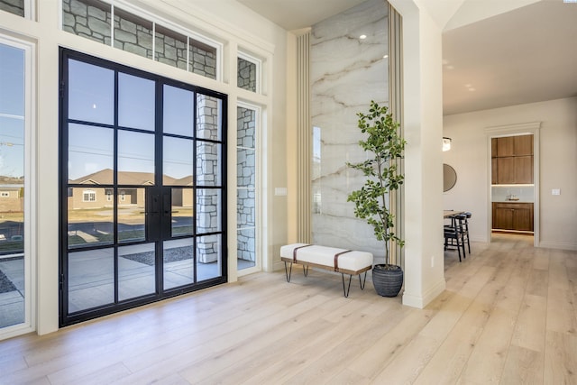 doorway to outside featuring light hardwood / wood-style flooring