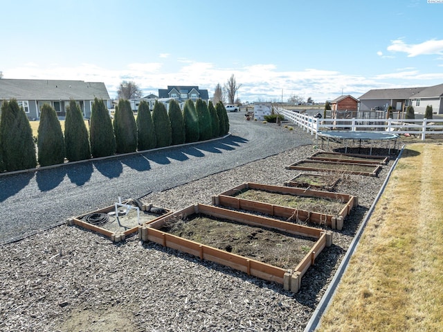 surrounding community with a garden and fence