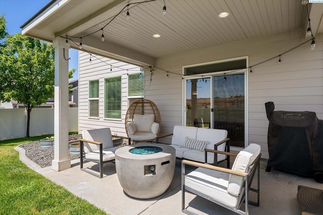 10389 W 17th Pl, Kennewick, WA 99338 - view of patio / terrace with an outdoor living space with a fire pit