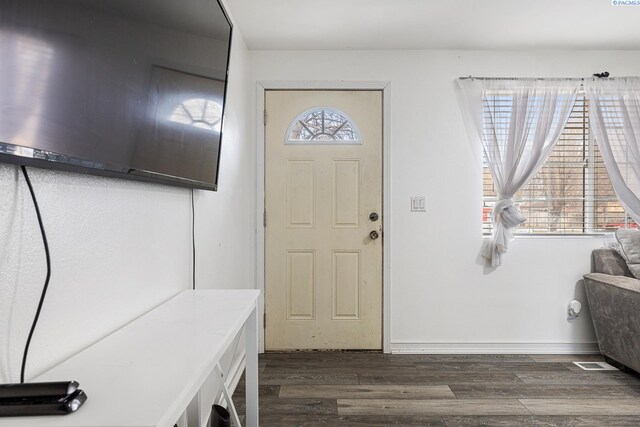 foyer with dark wood-type flooring