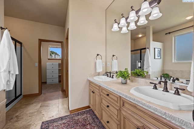 100 S Nevada St, Kennewick, WA 99336 - full bathroom with double vanity and a shower stall