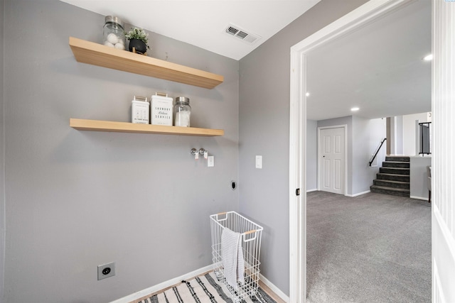 814 Cottonwood Loop, Richland, WA 99354 - laundry room featuring electric dryer hookup, baseboards, carpet floors, and recessed lighting