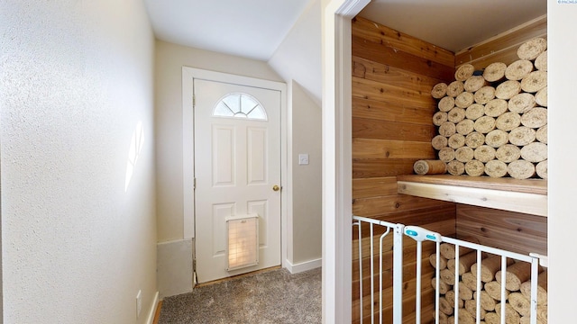 interior space featuring vaulted ceiling