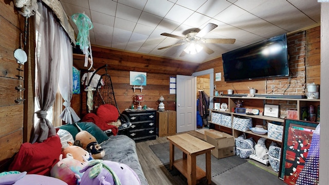 storage room featuring a ceiling fan