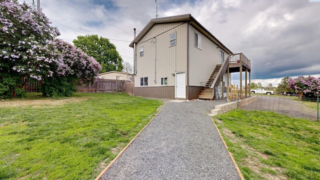 420 E Houghton St, Palouse, WA 99161 - view of home's exterior featuring stairway and a wooden deck