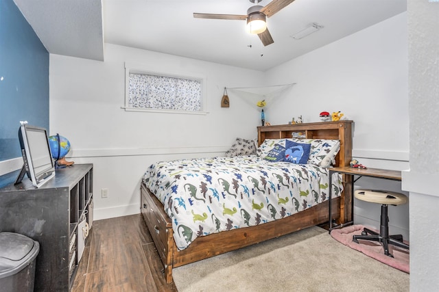 7816 W Argent Rd, Pasco, WA 99301 - bedroom featuring ceiling fan and dark hardwood / wood-style flooring