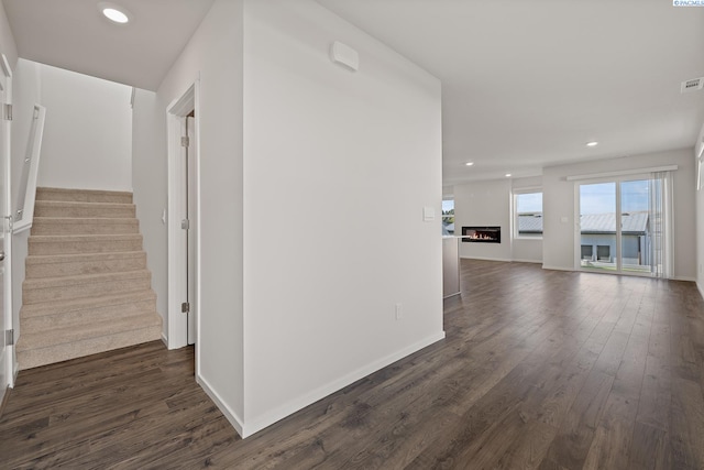 691 S Zeelar St, Kennewick, WA 99336 - hallway featuring recessed lighting, dark wood-style flooring, stairway, and baseboards
