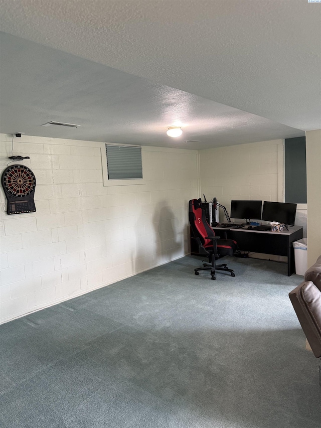 1336 Semillon Pl, Prosser, WA 99350 - office space featuring carpet floors, a textured ceiling, and concrete block wall