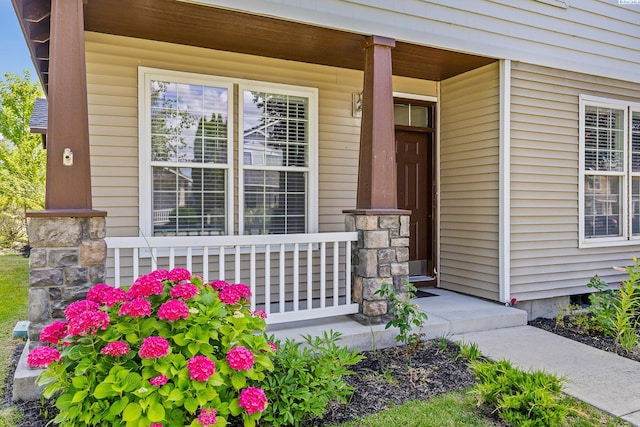 4611 Arabian Ln, Pasco, WA 99301 - doorway to property with a porch and stone siding
