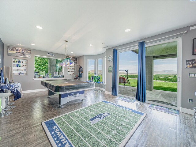 5880 S 58th Ave, West Richland, WA 99353 - game room featuring billiards, wood finished floors, and recessed lighting