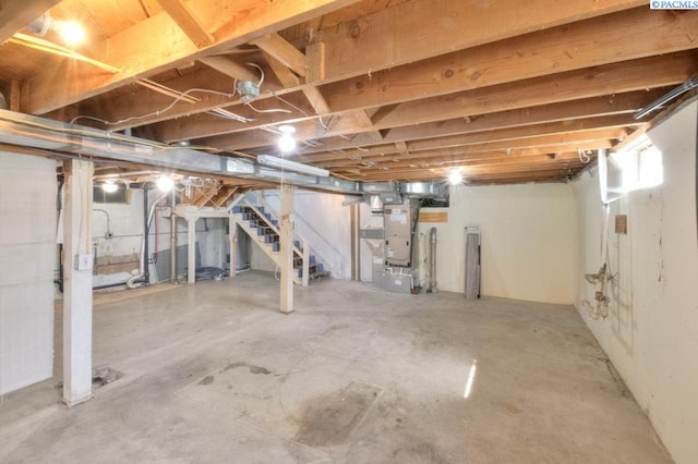 1935 Harris Ave, Richland, WA 99354 - unfinished basement with stairs and heating unit